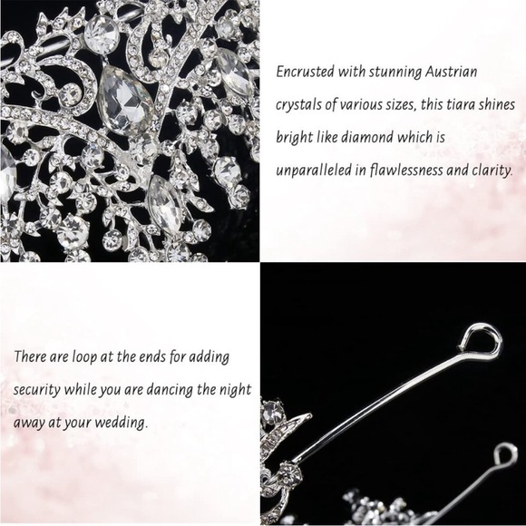 - Silver Wedding Crystal Tiaras and Crowns for Women Royal Queen Headband NEW - Picture 7 of 7